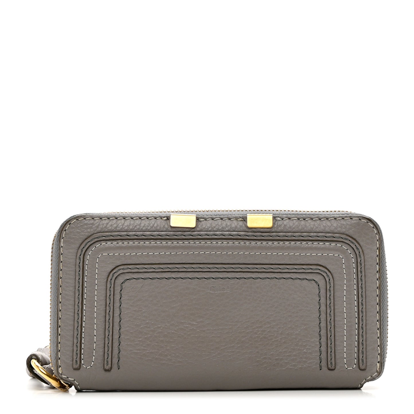 Calfskin Marcie Long Zip Around Wallet Cashmere Grey