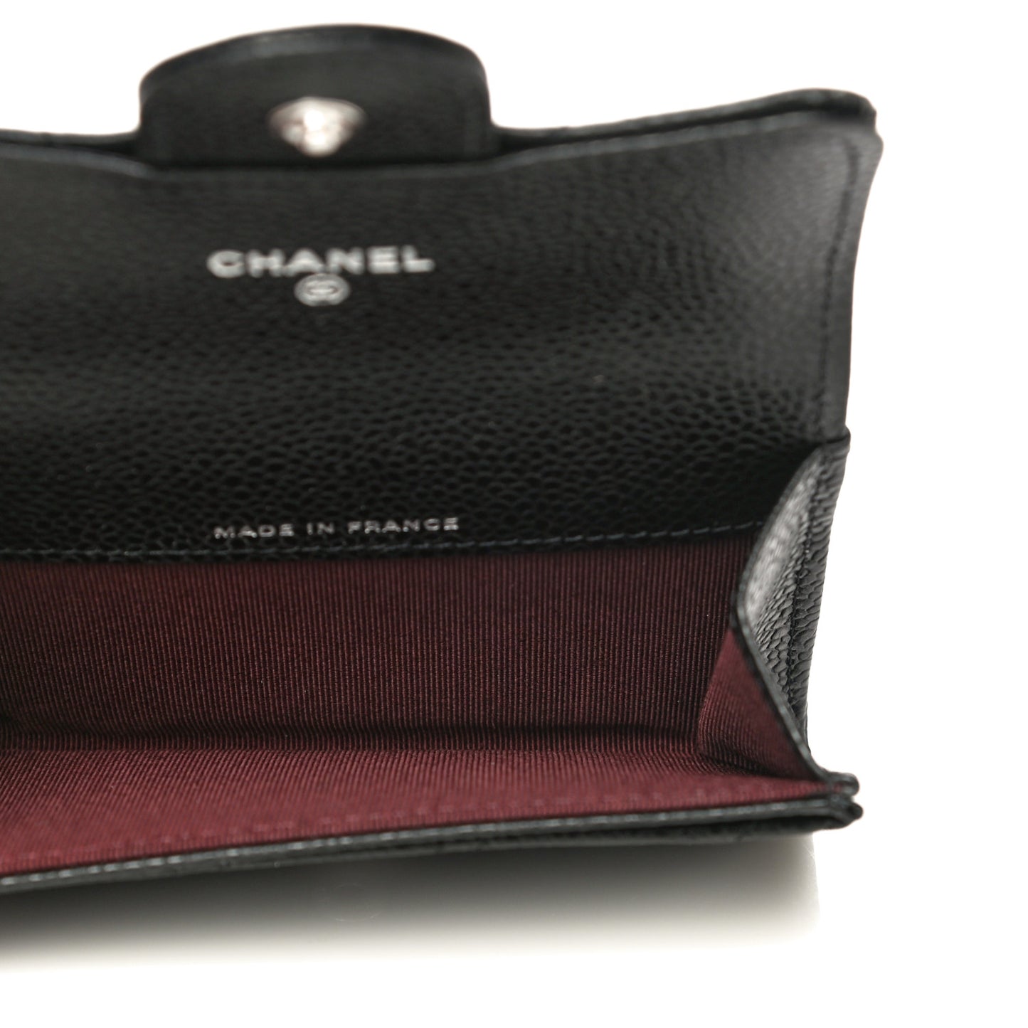 Caviar Quilted Flap Card Holder Wallet Black