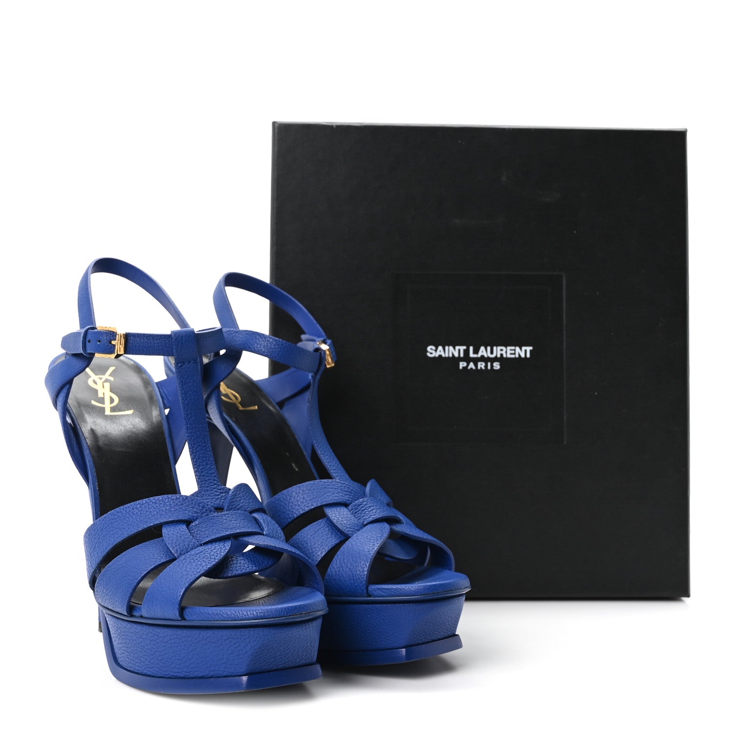 Saint Laurent Calfskin Tribute 105 Platform Sandals 41 Blue 41 Blue 10 of 10