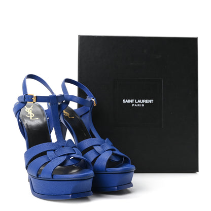Saint Laurent Calfskin Tribute 105 Platform Sandals 41 Blue 41 Blue 10 of 10