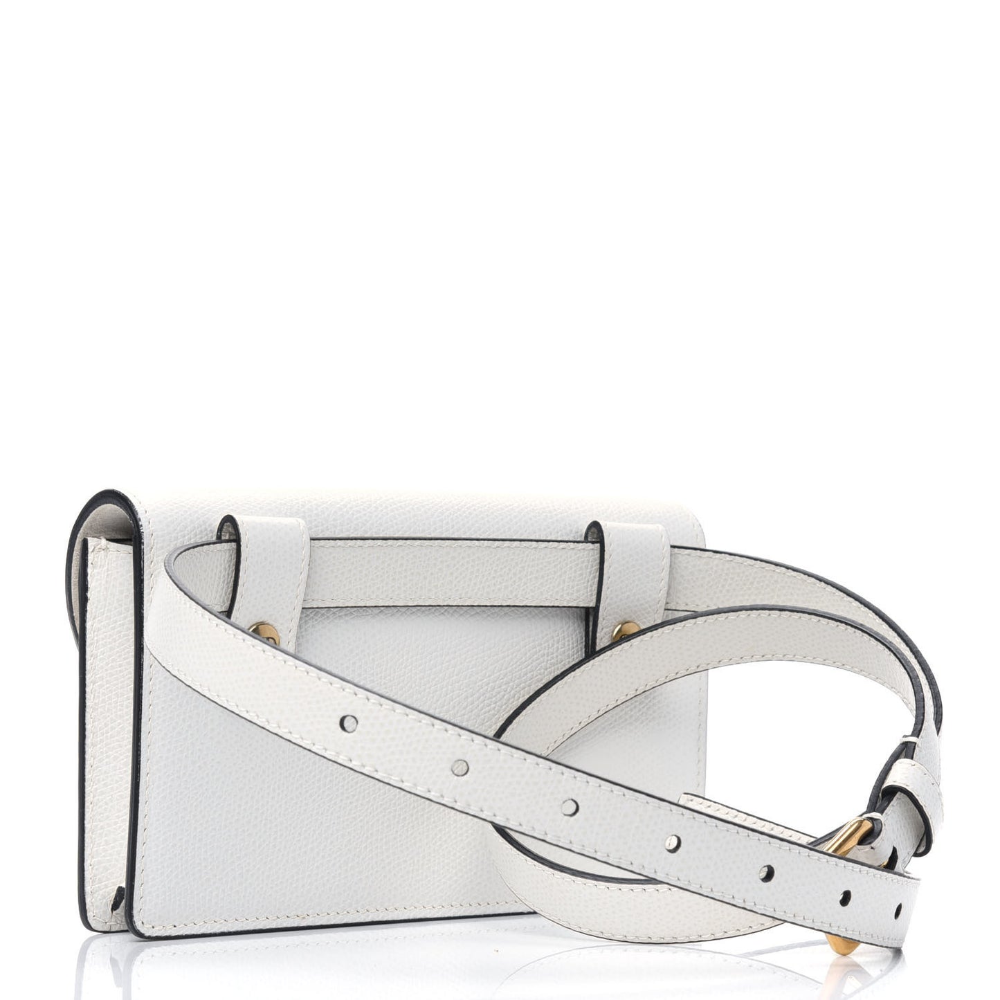 Grained Calfskin Saddle Belt Bag White