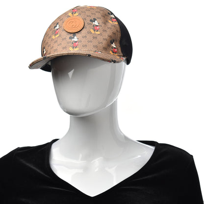 Gucci X DISNEY Mini Vintage GG Supreme Monogram Mickey Mouse Baseball Hat XL Beige Vintage Sun Oil 2 of 8