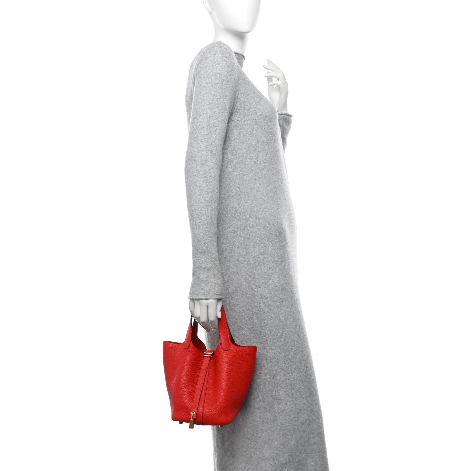 Hermes Taurillon Clemence Picotin Lock 18 PM Rouge Tomate 2 of 11