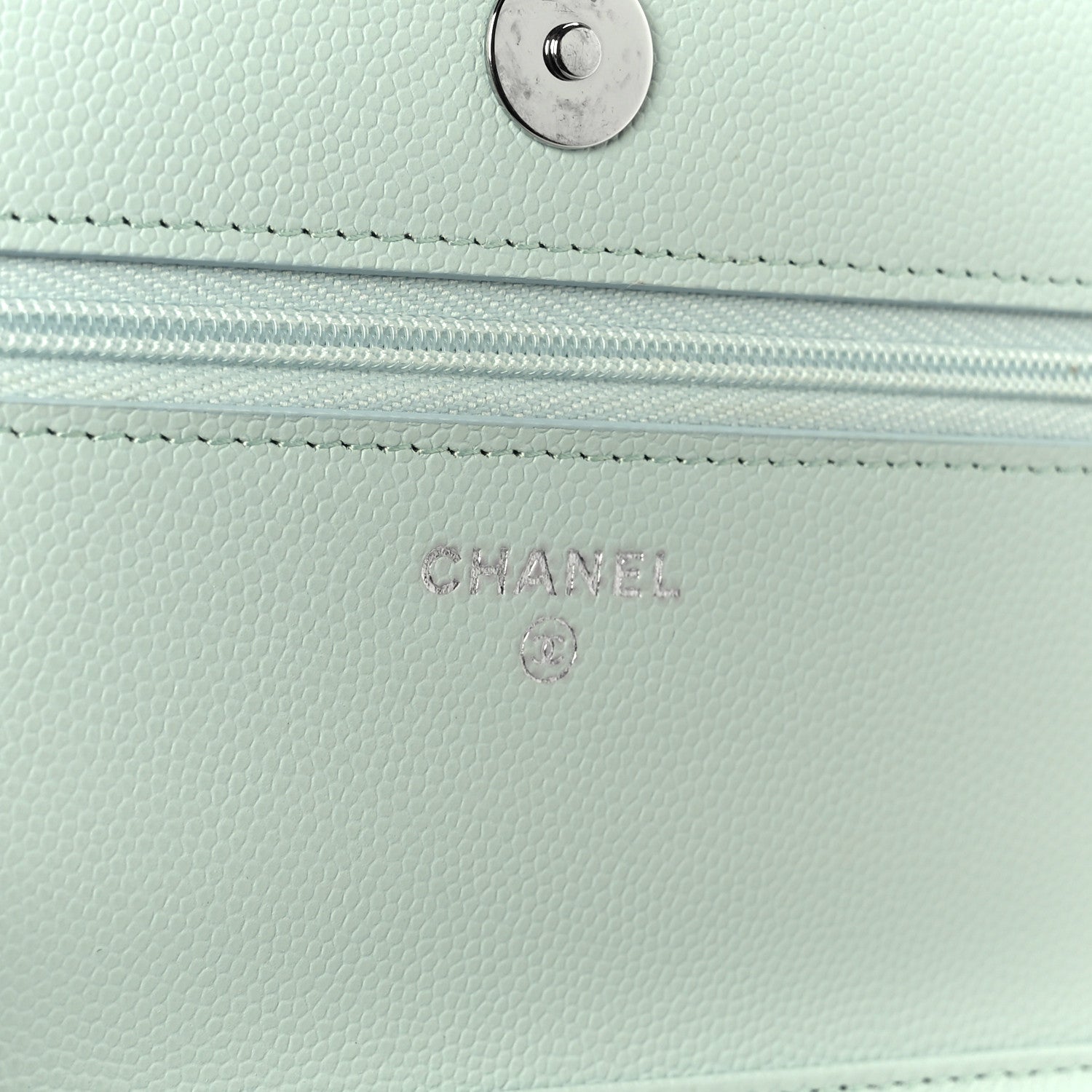 Chanel Caviar Quilted Wallet on Chain WOC Light Blue 10 of 23