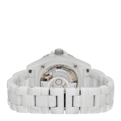 Chanel Stainless Steel Ceramic Diamond 38mm J12 Automatic Watch White 3 of 5