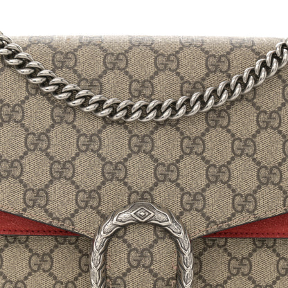 Gucci GG Supreme Monogram Suede Cudu Medium Dionysus Shoulder Bag Beige Ebony Vulcanic Red 8 of 16