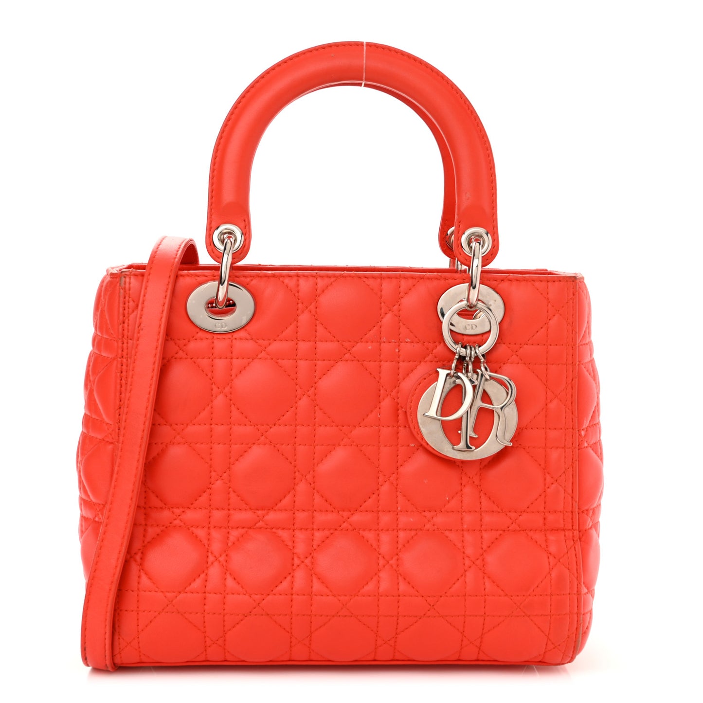 Lambskin Cannage Medium Lady Dior Coral