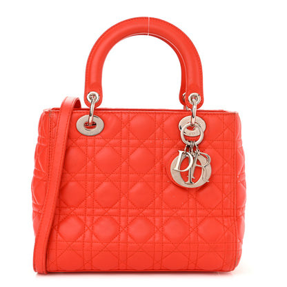 Christian Dior Lambskin Cannage Medium Lady Dior Coral 1 of 18