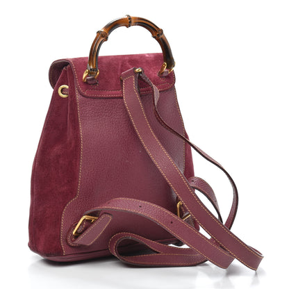 Gucci Suede Calfskin Bamboo Backpack Purple 3 of 9