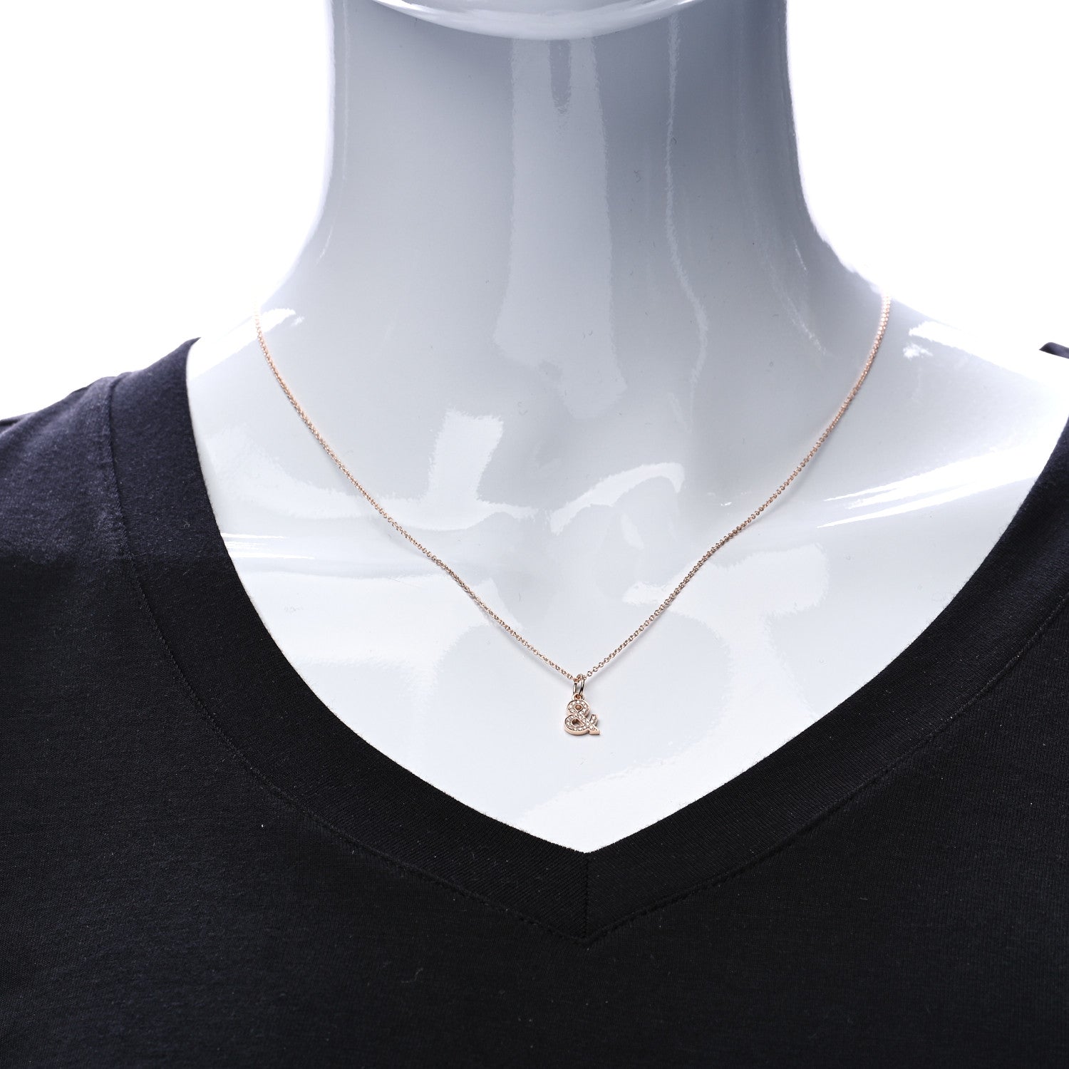 Tiffany 18K Rose Gold Diamond Medium Ampersand Pendant Necklace 2 of 7