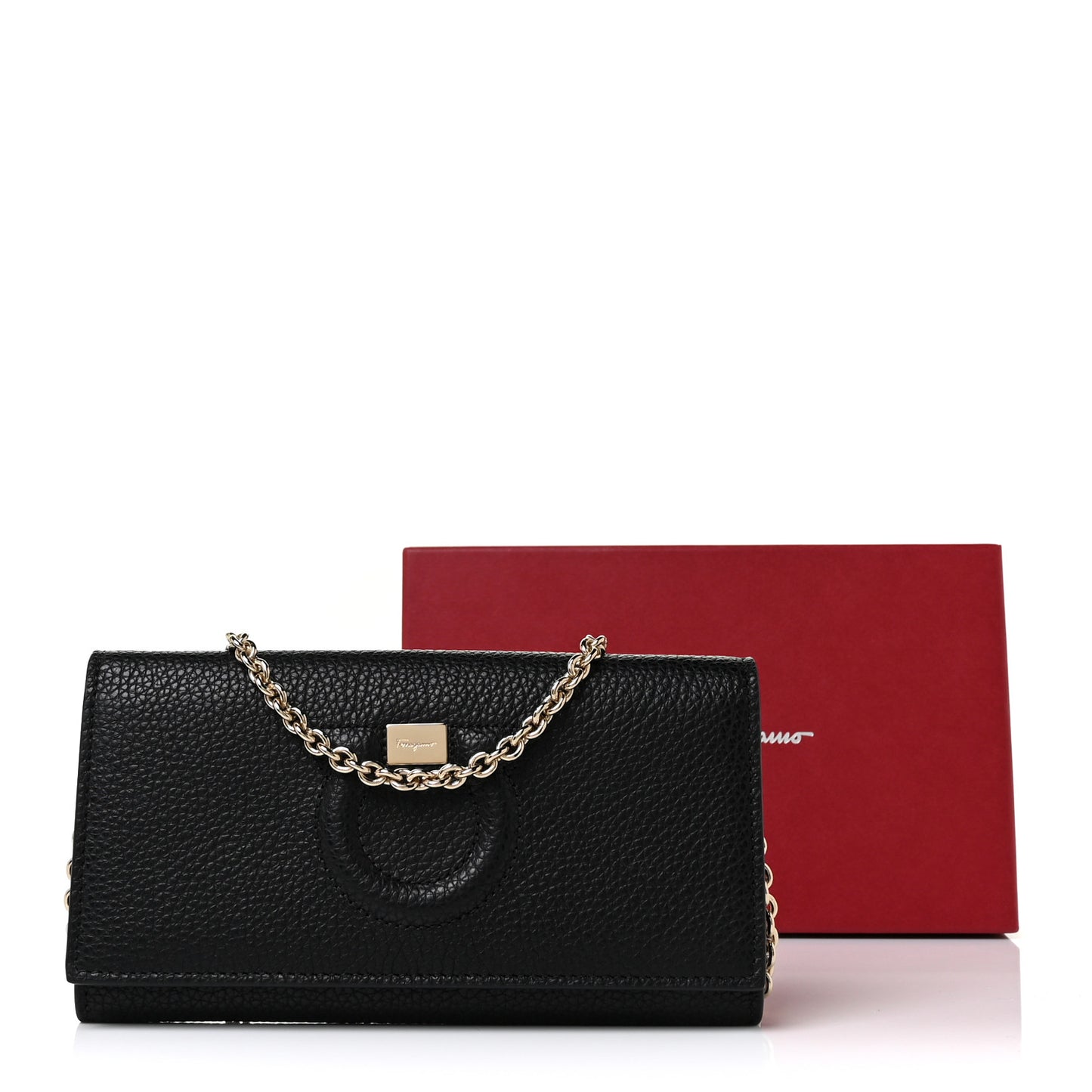 Calfskin City Wallet On Chain Black