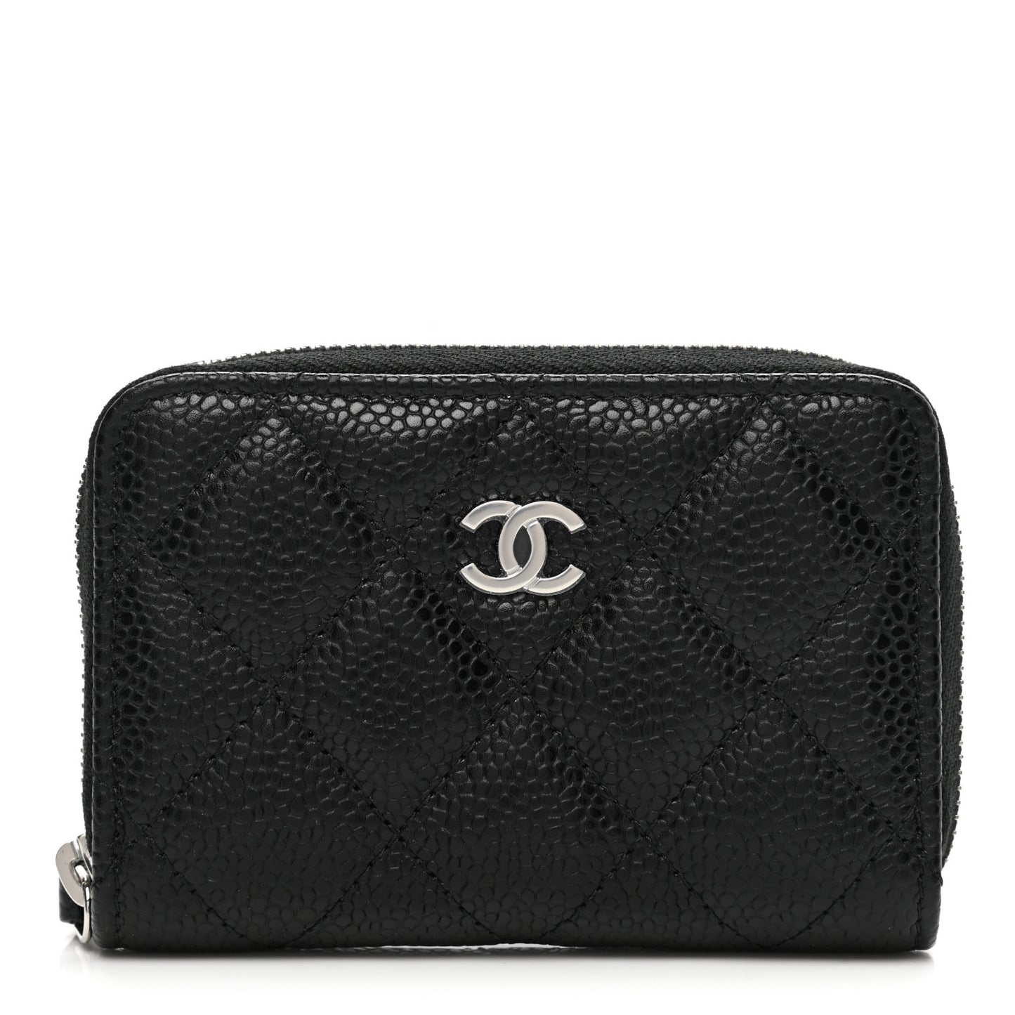 Caviar Quilted Zip Coin Purse Black
