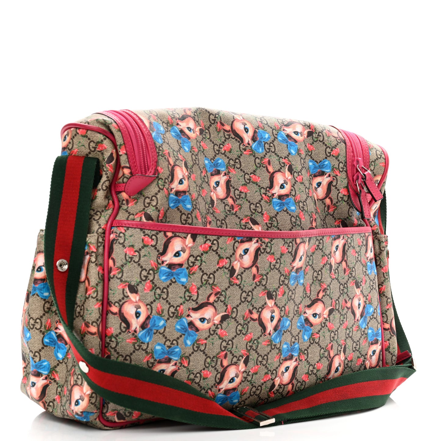 GG Supreme Monogram Fawn Print Diaper Bag Pink Multicolor