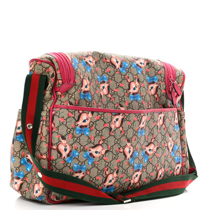 Gucci GG Supreme Monogram Fawn Print Diaper Bag Pink Multicolor 3 of 11