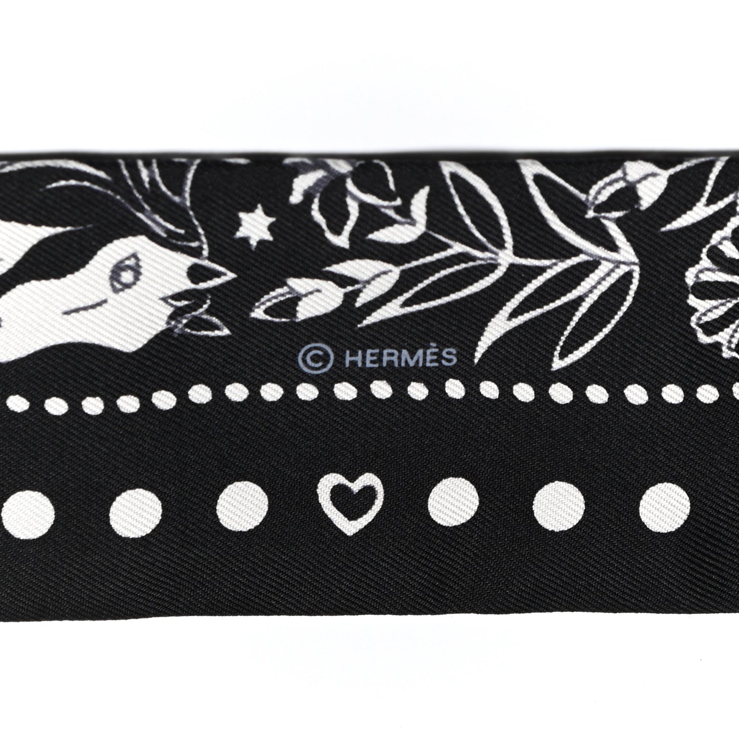 Silk Peuple Du Vent Bandana Twilly Black White