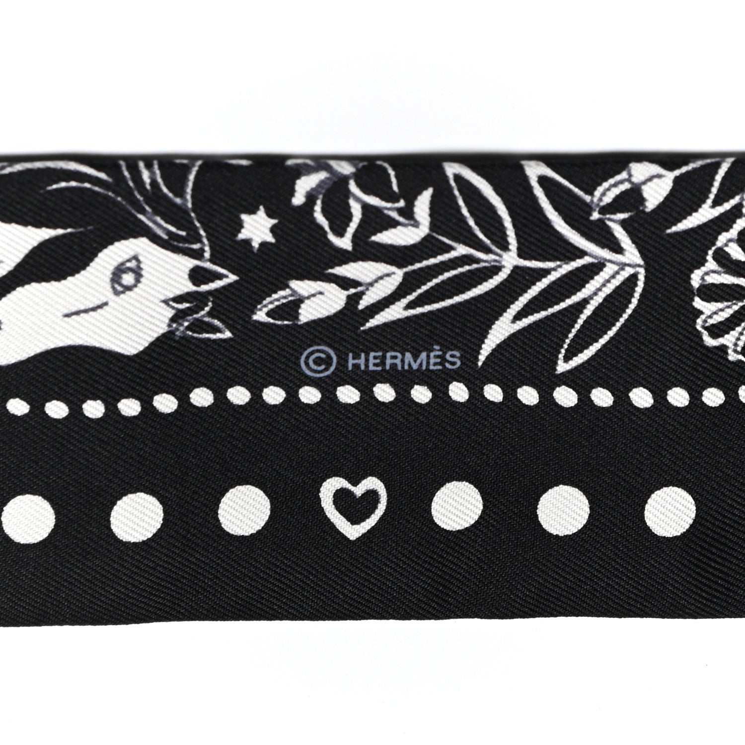 Hermes Silk Peuple Du Vent Bandana Twilly Black White 3 of 4