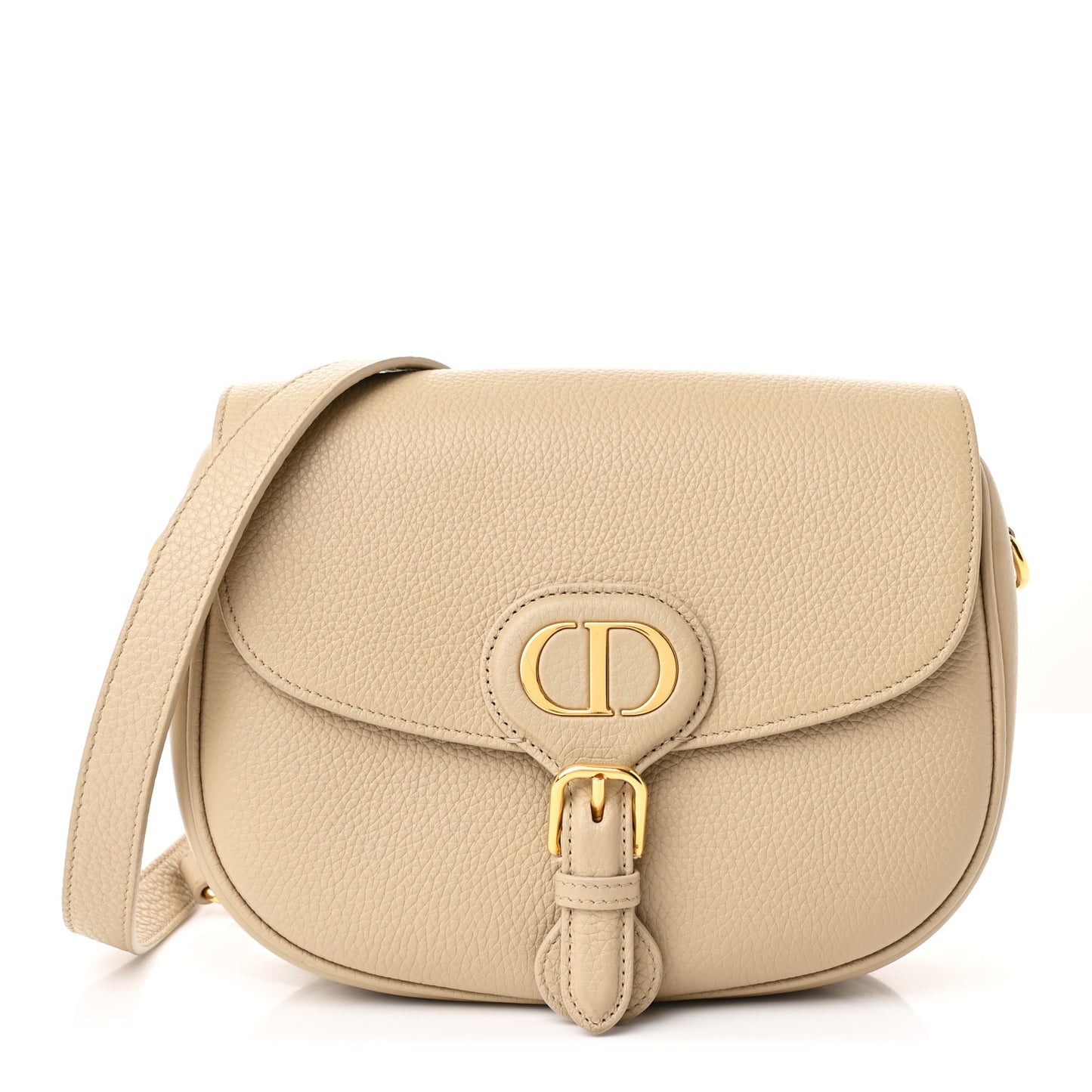 Grained Calfskin Medium Bobby Flap Beige