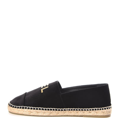 Chanel Velvet Logo Espadrilles 40 Black 1 of 10