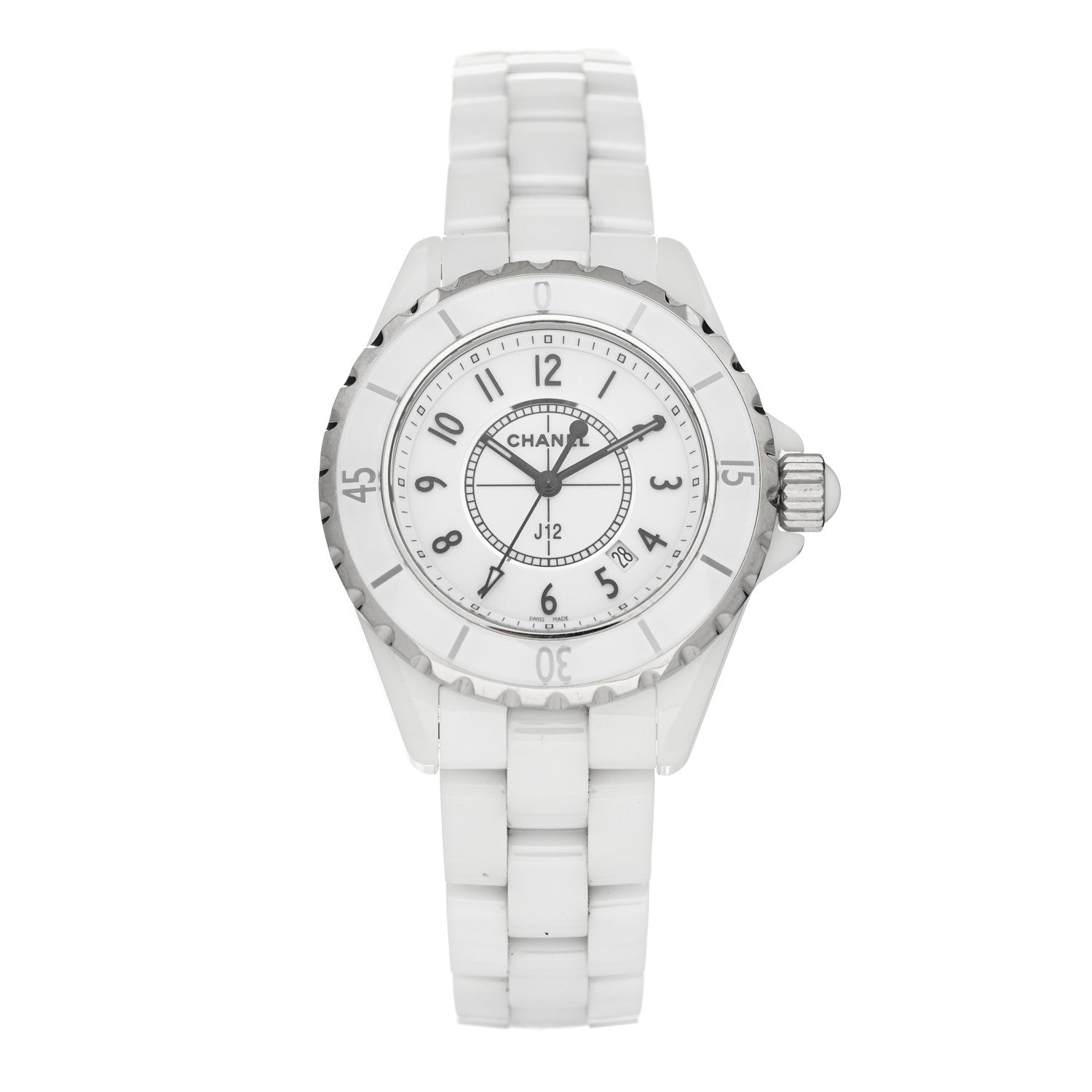 Chanel Stainless Steel Ceramic 33mm J12 Quartz Watch White 1 of 5