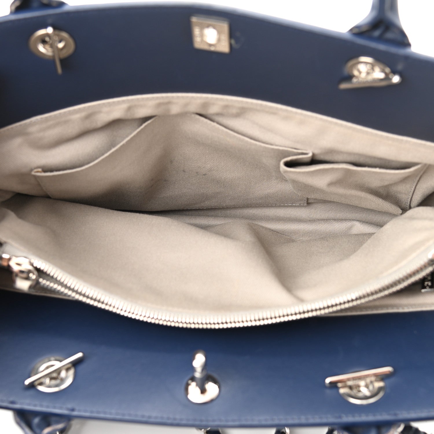 Chanel Aged Calfskin Quilted Be CC Tote Blue 5 of 9