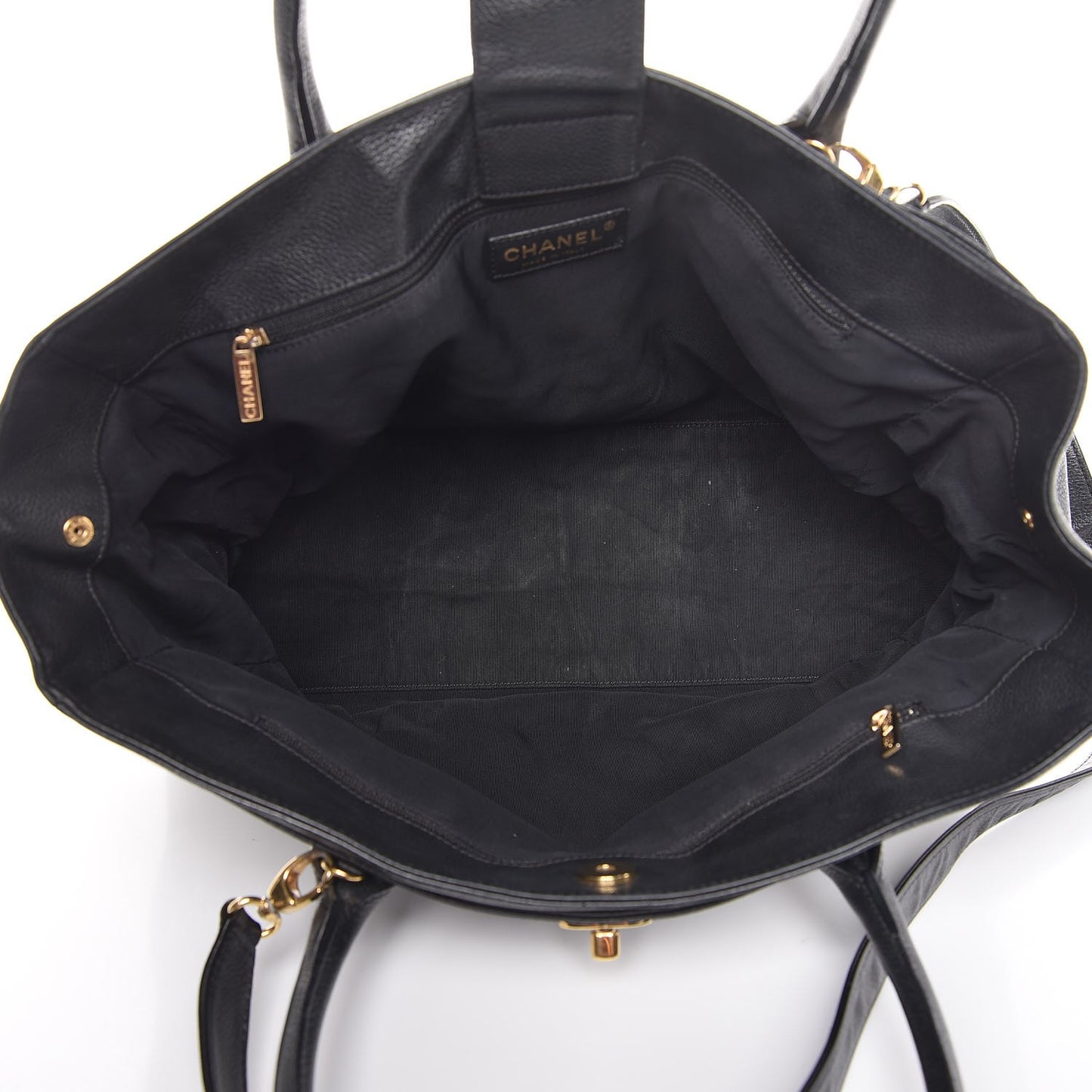 Calfskin Cerf Executive Shopper Tote Black