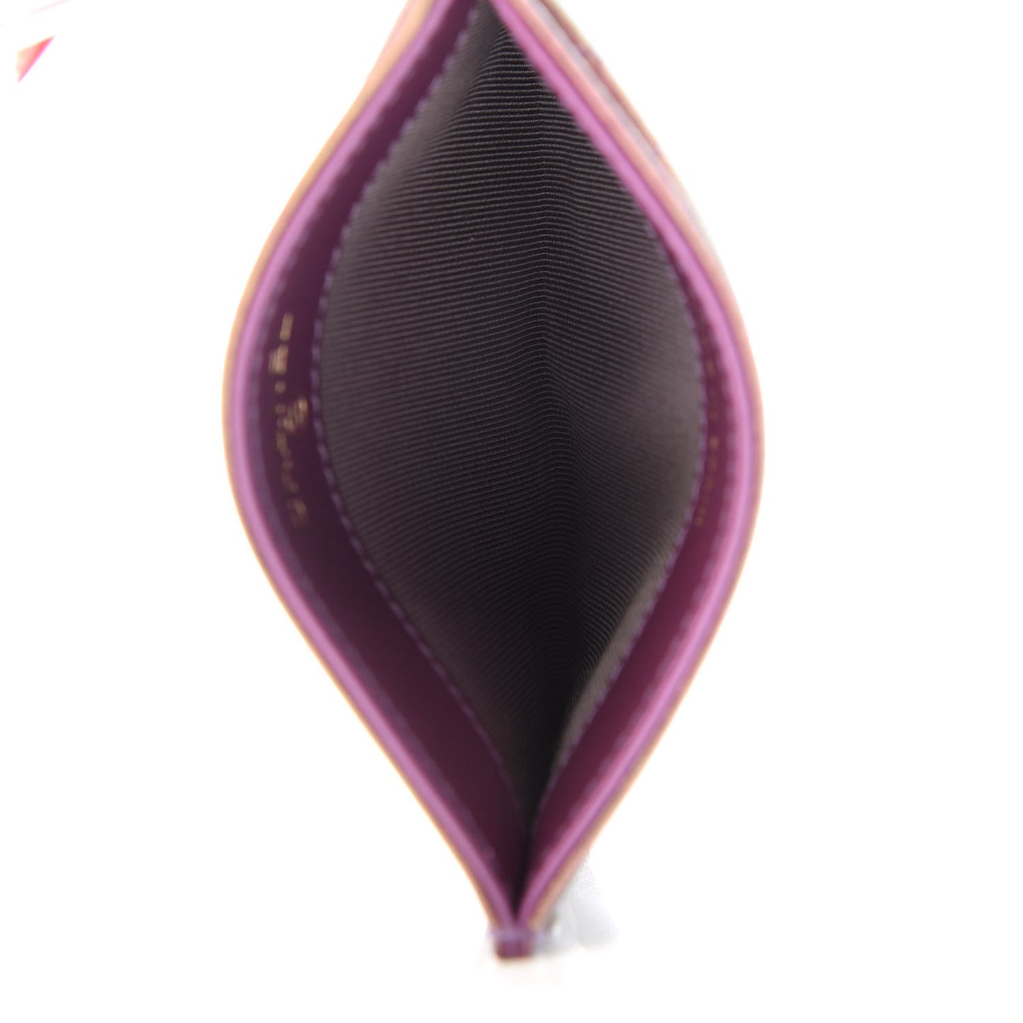 Iridescent Lambskin Quilted Card Holder Purple