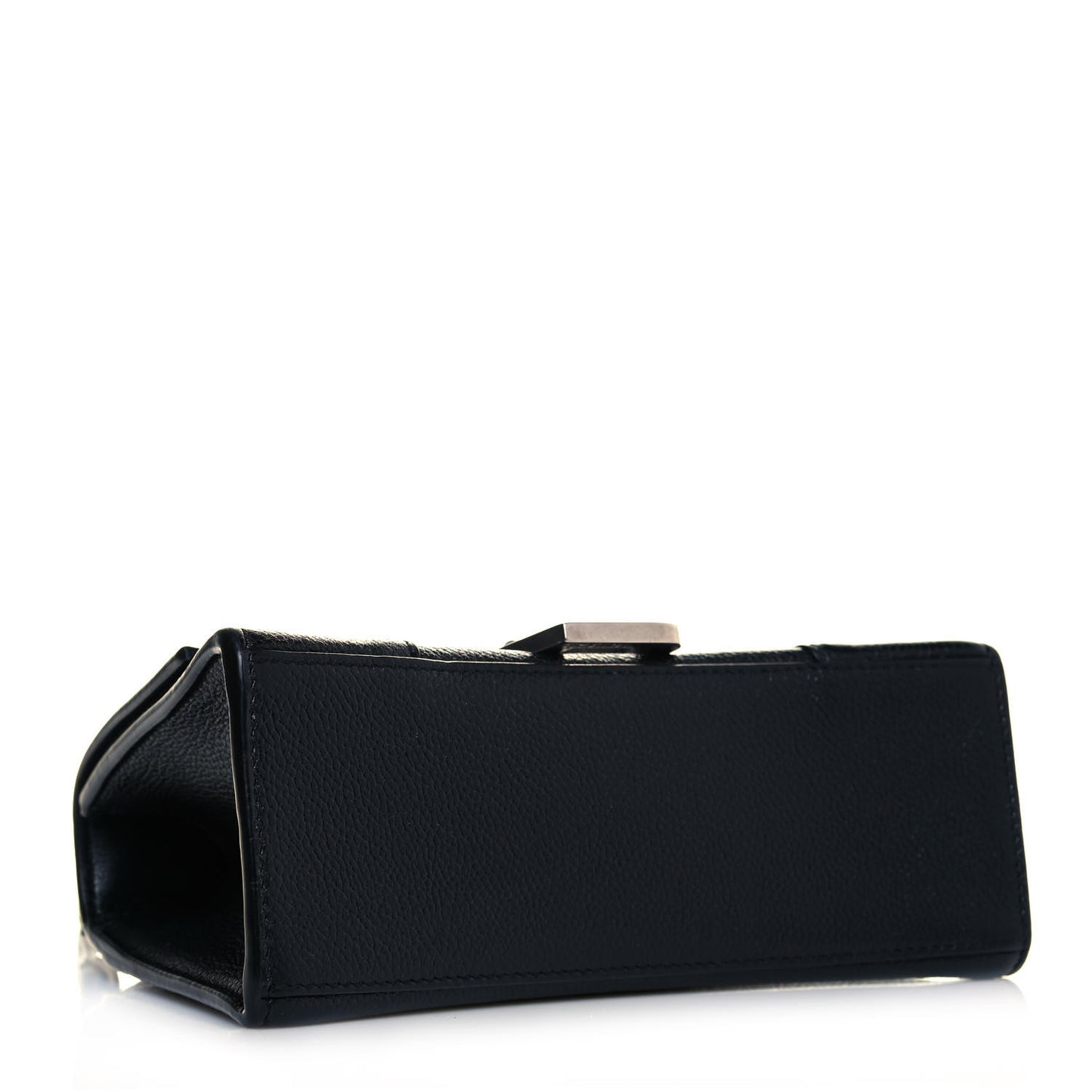 Grained Calfskin Hourglass Top Handle Bag XS Black