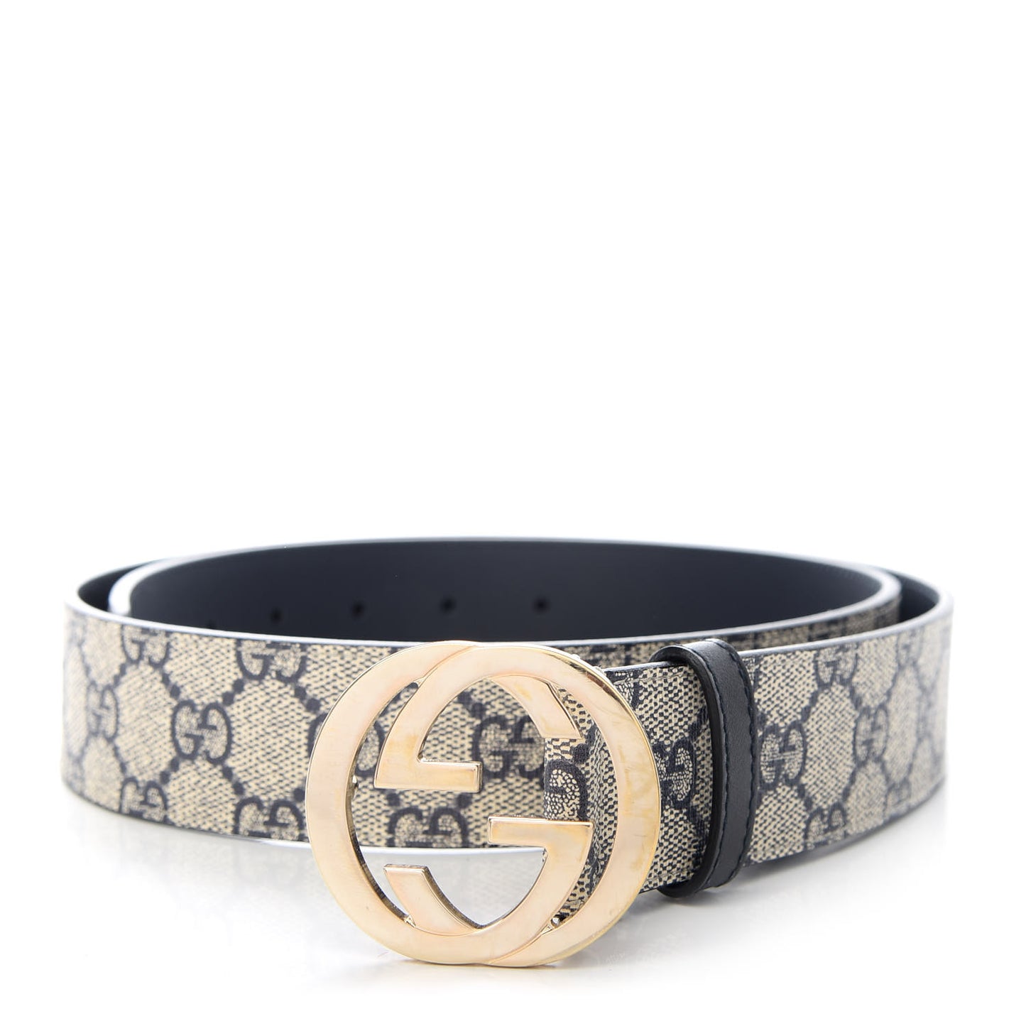 GG Supreme Monogram Interlocking G 37mm Belt 95 38 Beige Blue