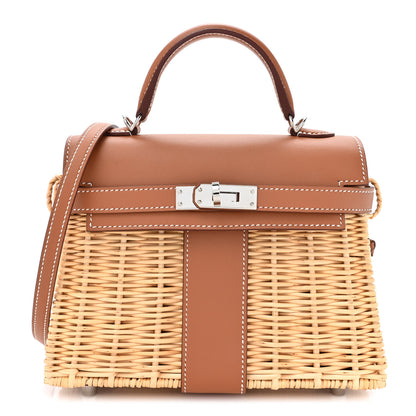 Hermes Wicker Swift Picnic Mini Kelly 20 Naturel Gold 1 of 12