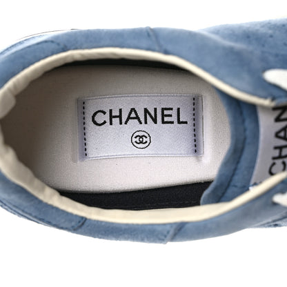 Chanel Suede Calfskin Womens CC Sneakers 41 Blue 7 of 8