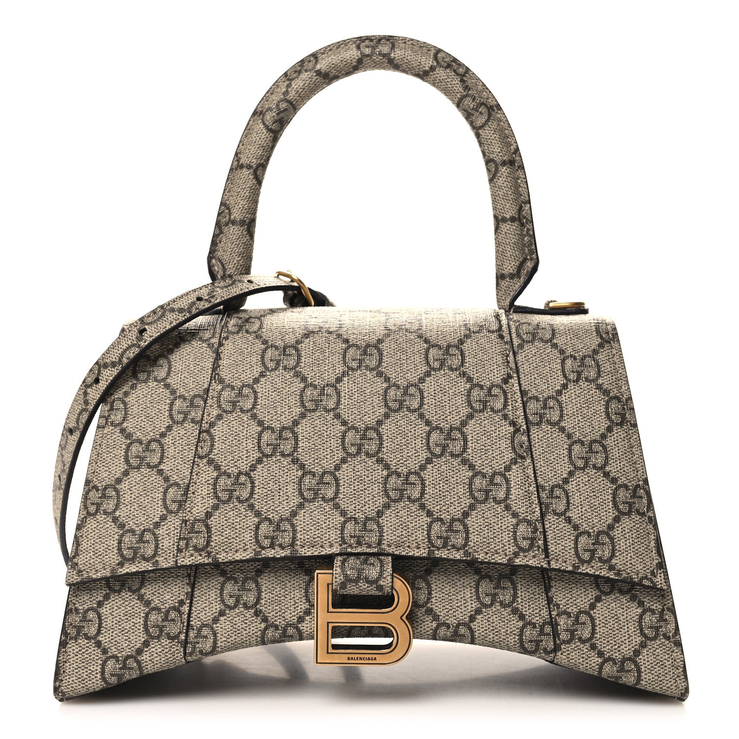 Balenciaga X GUCCI GG Supreme Monogram Small Hourglass Top Handle Bag Beige Ebony 1 of 10