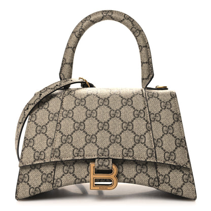 Balenciaga X GUCCI GG Supreme Monogram Small Hourglass Top Handle Bag Beige Ebony 1 of 10