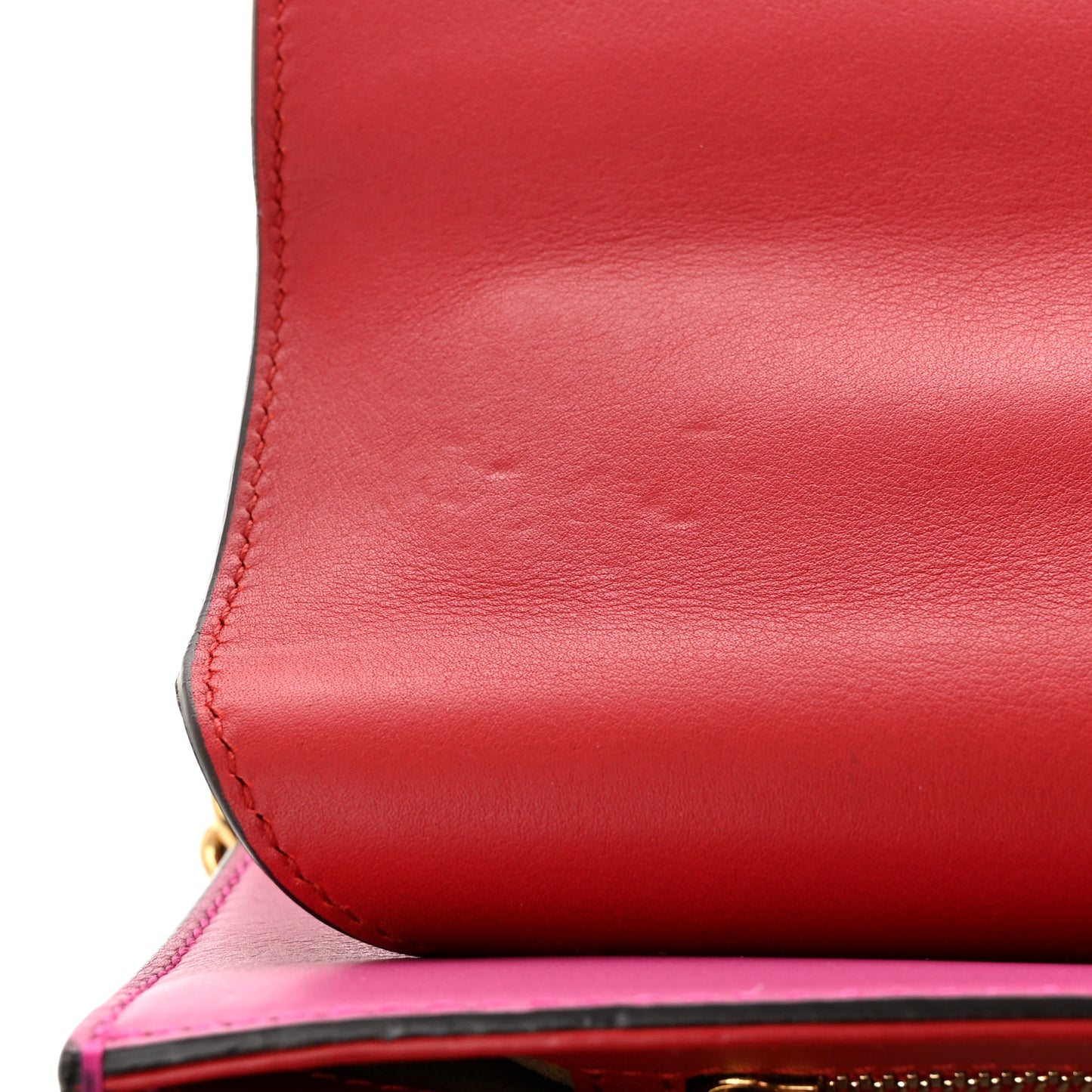 Moon Calfskin Bi-Color Medium Padlock Shoulder Bag New Rosette Hibiscus Red