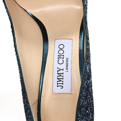 Jimmy Choo Coarse Glitter Degrade Pointy Toe Romy 100 Pumps 37.5 Peacock Navy 8 of 9