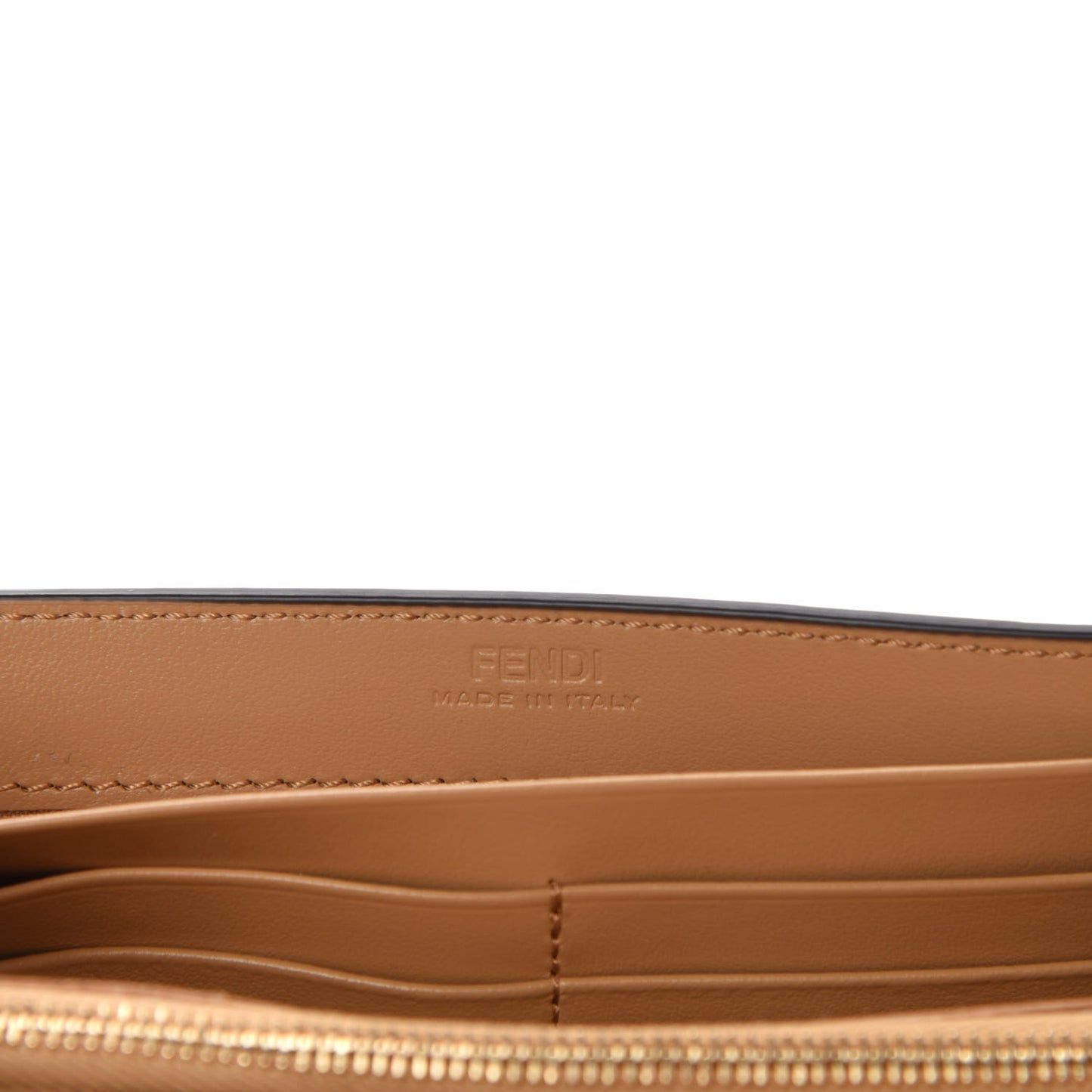 Vitello Termolagoon F is Fendi FF 1974 Embossed Continental Envelope Wallet On Chain Miele Scuro