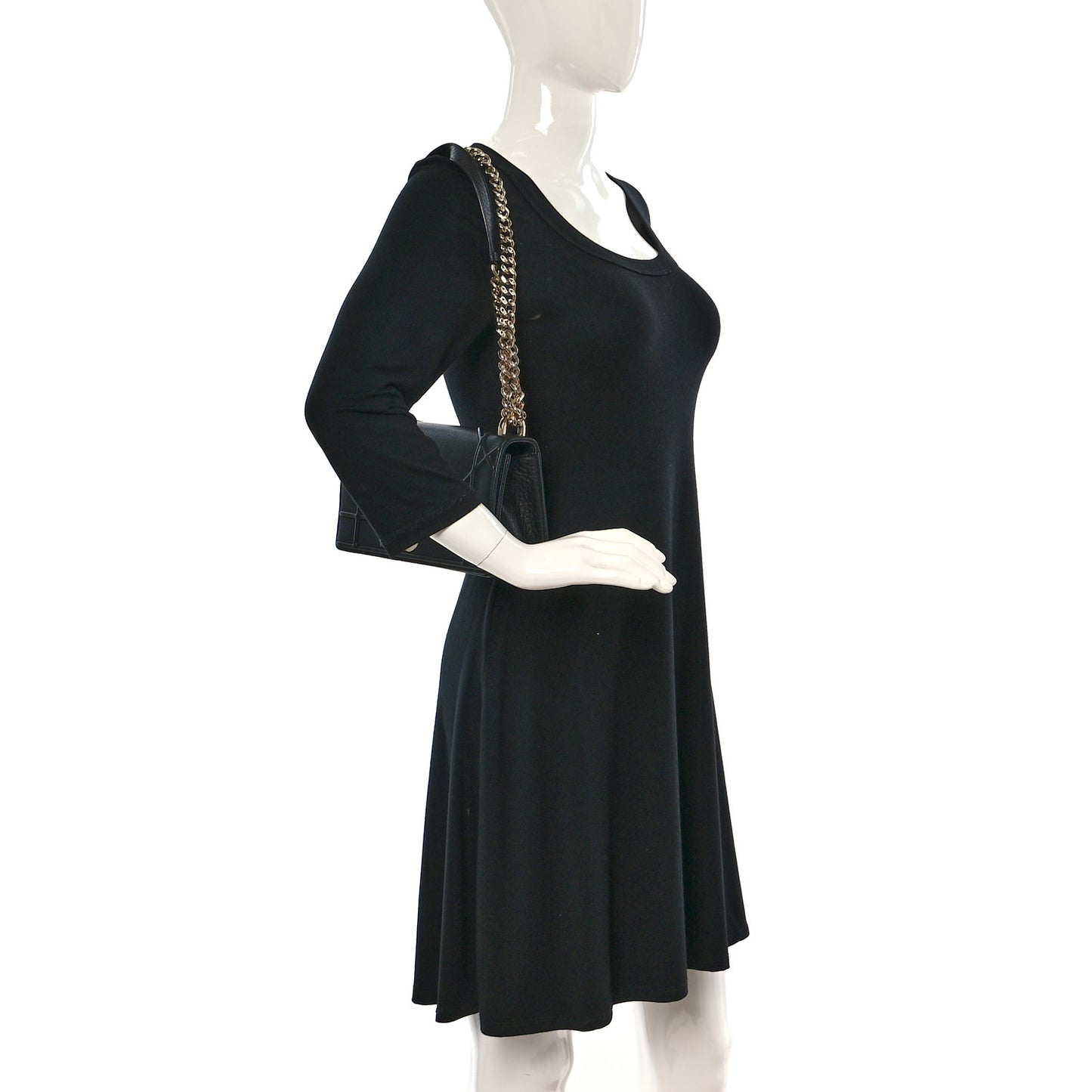 Grained Calfskin Small Diorama Flap Bag Black