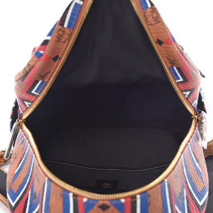 MCM Visetos Gunta Striped Printed Medium Stark Backpack Cognac 5 of 8