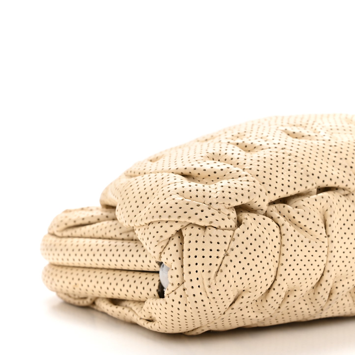 Lambskin Perforated Clutch Light Beige