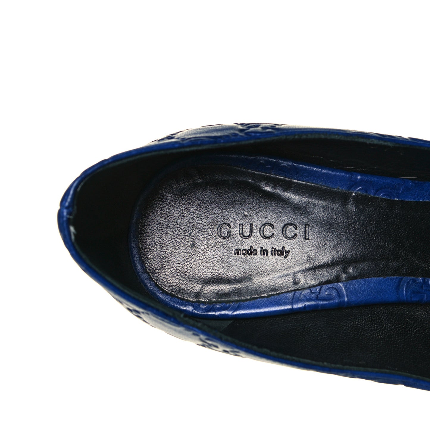 Soft Guccissima GG Peep Toe Heels 37.5 Blu Cina