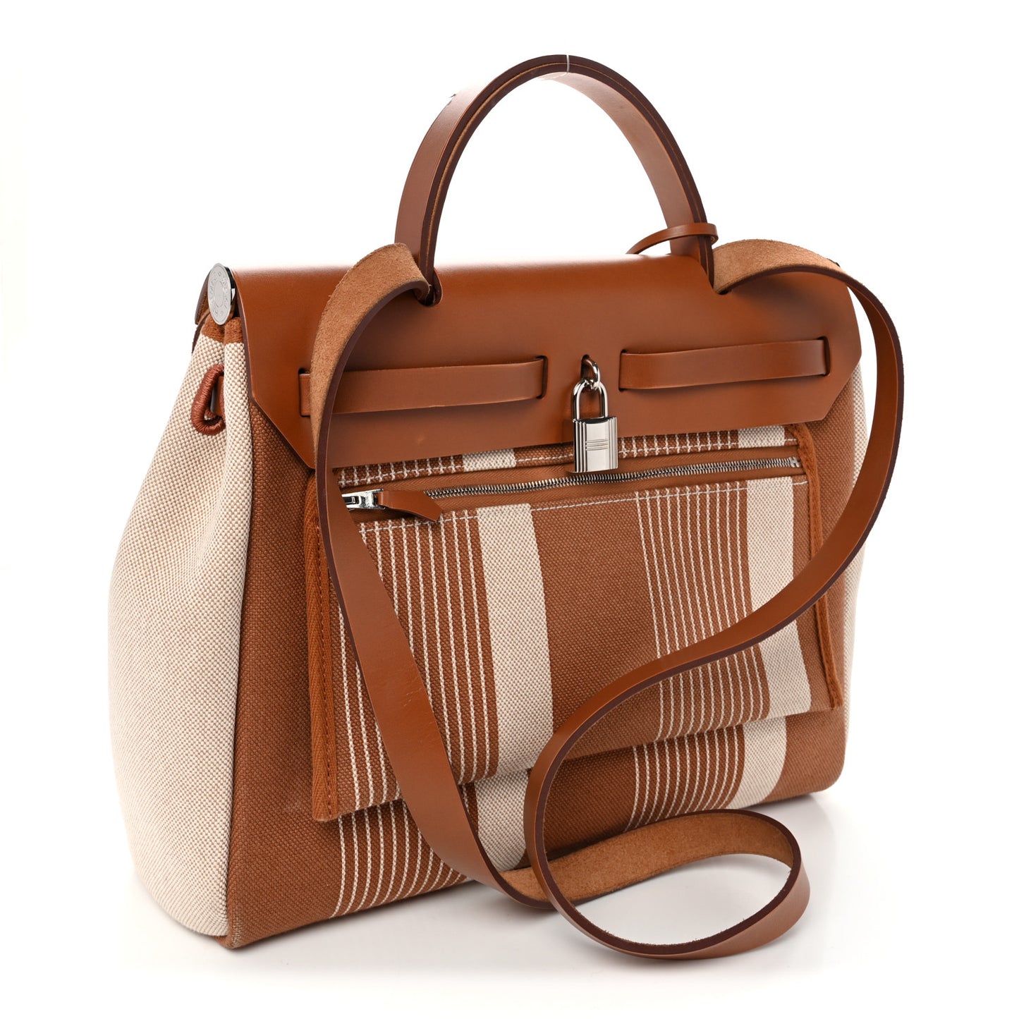 Vache Hunter Toile H Vibration Herbag Zip Retourne 31 PM Fauve Ecru Beige