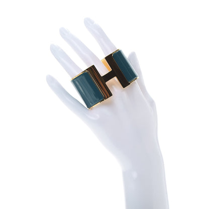 Hermes Enamel Extra Wide Clic Clac H Bracelet GM Bleu Canard 2 of 5