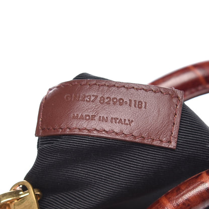 Saint Laurent Calfskin Crocodile Embossed Small Sac de Jour Dark Blood 10 of 10