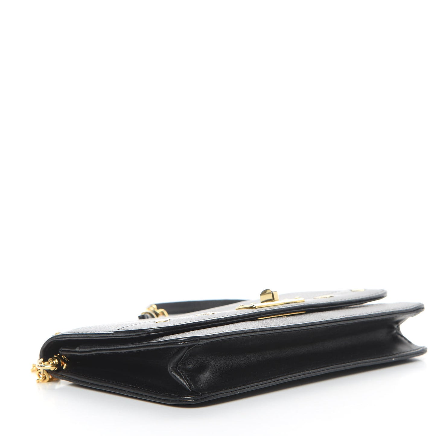 Grained Calfskin Studded Crossbody Bag Black