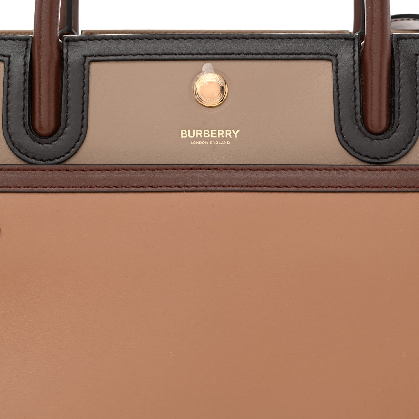 Calfskin Small Two Handle Title Bag Tan Brown