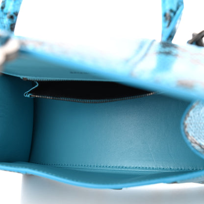 Balenciaga Shiny Calfskin Python Effect Small Hourglass Top Handle Bag Azur Black 5 of 9