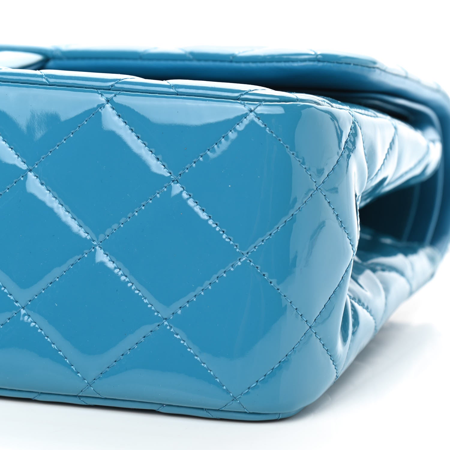 Chanel Patent Quilted Jumbo Double Flap Blue 6 of 10