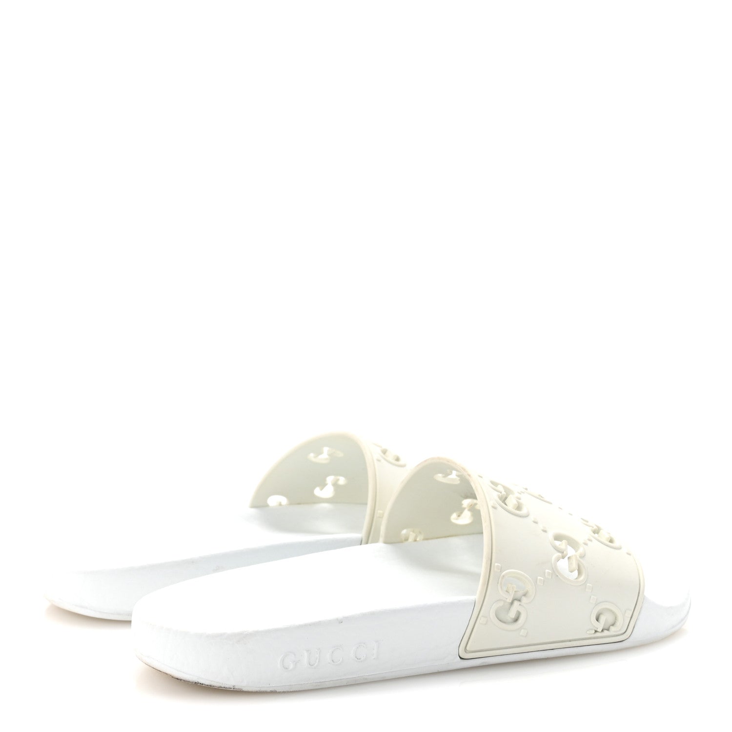 Gucci Rubber GG Monogram Perforated Womens Slide Sandals 38 Great White 5 of 7