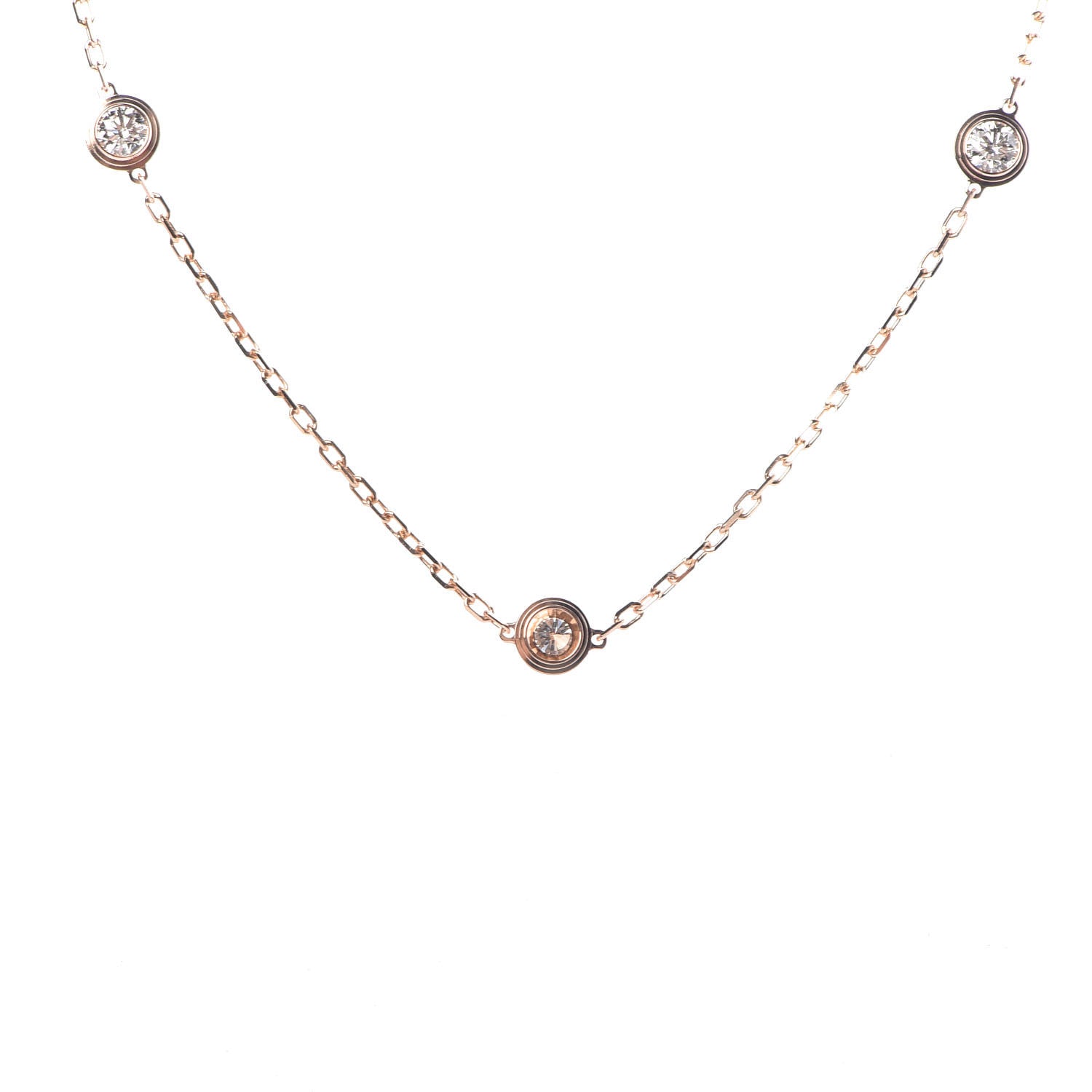 Cartier 18K Pink Gold 8 Diamond D'Amour Station Necklace 4 of 6