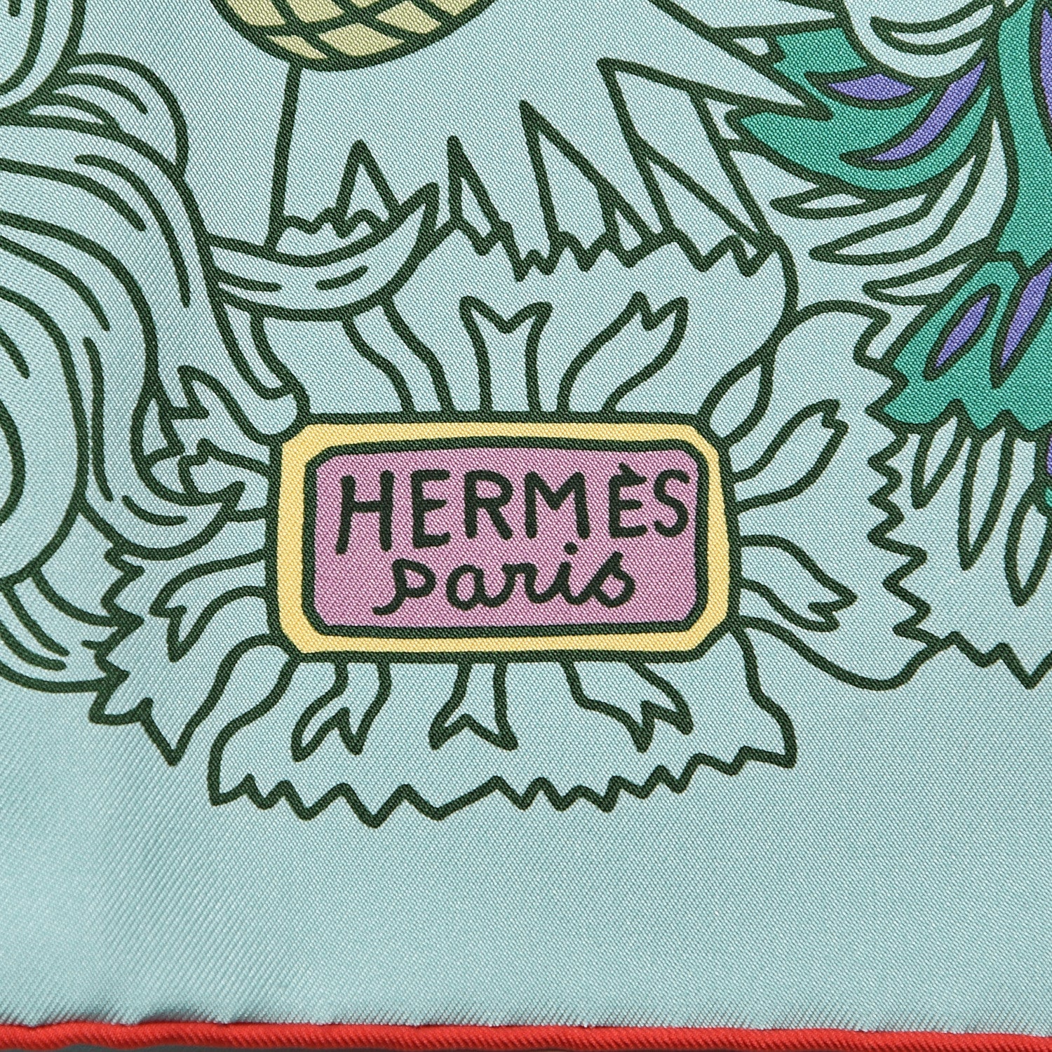 Hermes Silk Cache Cache Fleuri Scarf 90 Vert Pale Jaune 4 of 6