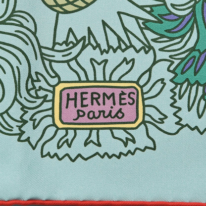 Hermes Silk Cache Cache Fleuri Scarf 90 Vert Pale Jaune 4 of 6